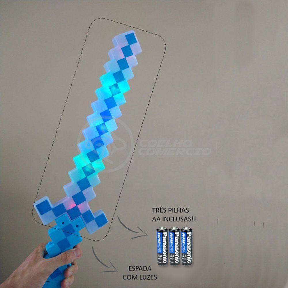 Kit Brinquedo Espada Pixel Minecraft 58cm C/Som Luz+3 Pilhas - 8