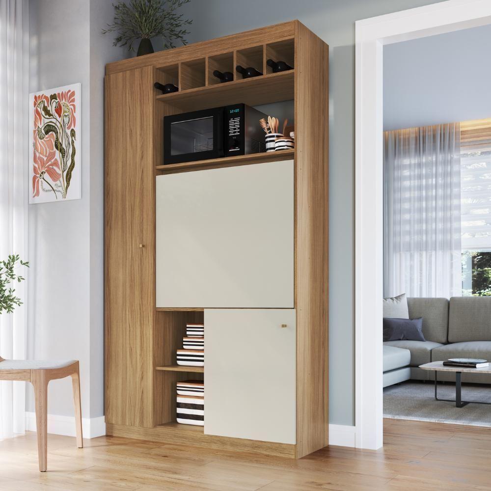 Armário c/Mesa Retrátil 3Pts Mu500 Naturalle Cristalo - 6