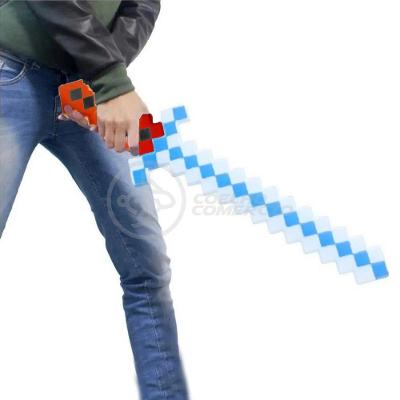 Brinquedo Espada Pixel Minecraft 58cm à Pilha azul