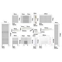 Armário De Cozinha Completa 10 Peças Com Tampos E Espaço Para Micro-ondas Cristal Luciane Móveis Branco Polar Com Branco Pet E Marmore