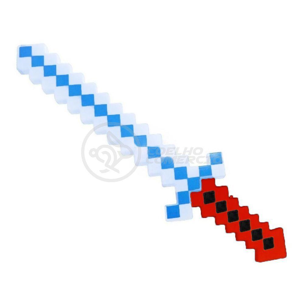 Brinquedo Espada Pixel 58Cm Diamante Com Som E Luz À Pilha - Vermelho - 1