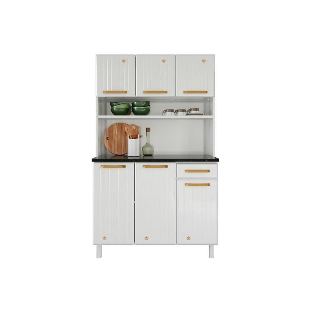 Armário de Cozinha Modulado Diamante Smart c/ 6 Portas e 1 Gaveta 105cm Branco - Telasul - 1