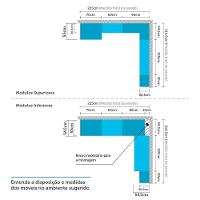 Armário De Cozinha Completa 8 Peças Com Tampos E Espaço Para Micro-ondas Cristal Luciane Móveis Branco Polar Com Branco Pet E Marmore - 5