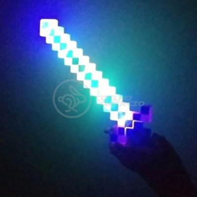 Kit Brinquedo Espada Pixel Minecraft 58cm C/Som Luz+3 Pilhas
