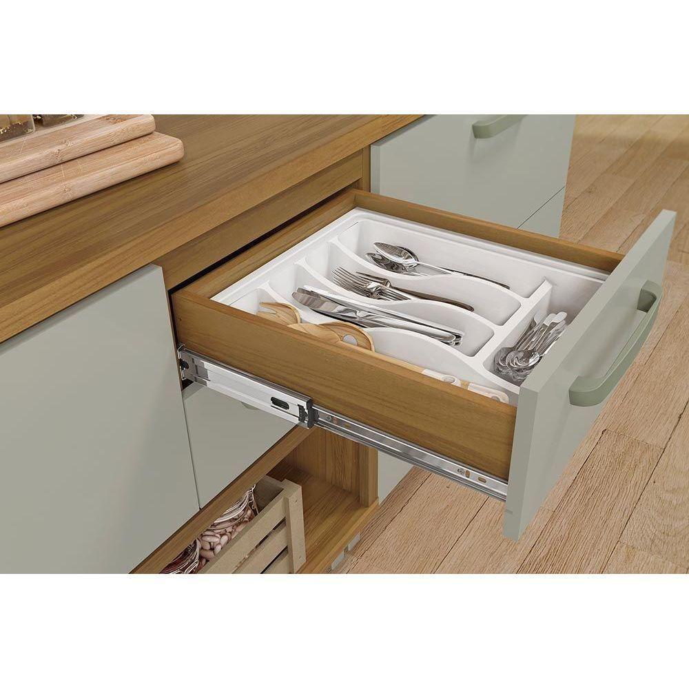 Módulo Cozinha Nesher Princesa  Princesa 1 Porta e 2 Gavetas c/ Tampo Freijo/Off White - 7