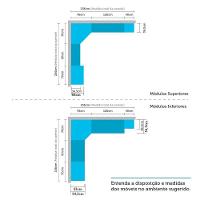 Armário De Cozinha Completa 8 Peças Com Tampos Espaço Para Forno E Vidro Cristal Luciane Móveis Branco Polar Com Branco Pet E Preto - 3
