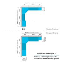 Armário De Cozinha Completa 8 Peças Com Tampos E Vidro Cristal Luciane Móveis Branco Polar Com Branco Pet E Marmore - 3
