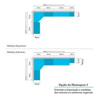 Armário De Cozinha Completa 8 Peças Com Tampos E Vidro Cristal Luciane Móveis Branco Polar Com Branco Pet E Marmore