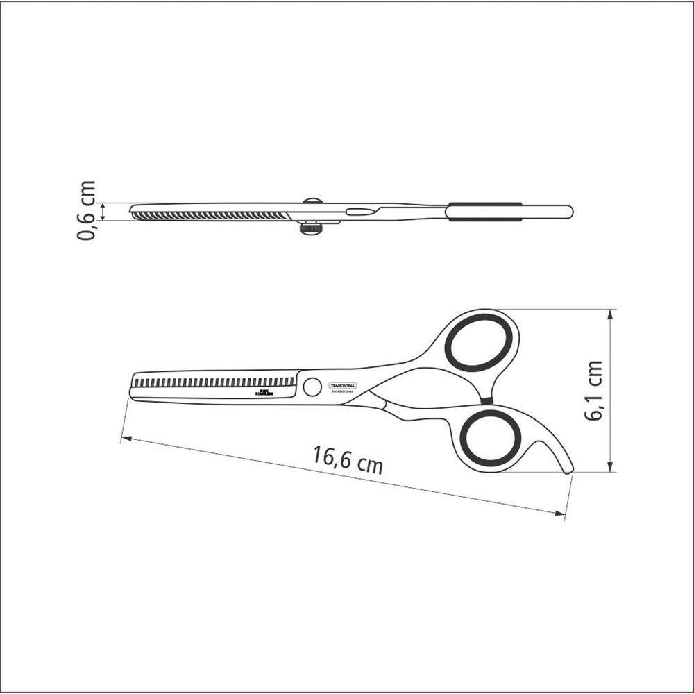 Tesoura Para Cabelo Tramontina Em Aço Inox Com Fio Desbaste E Apoio Fixo Para Dedo 6" Tramontina - 6