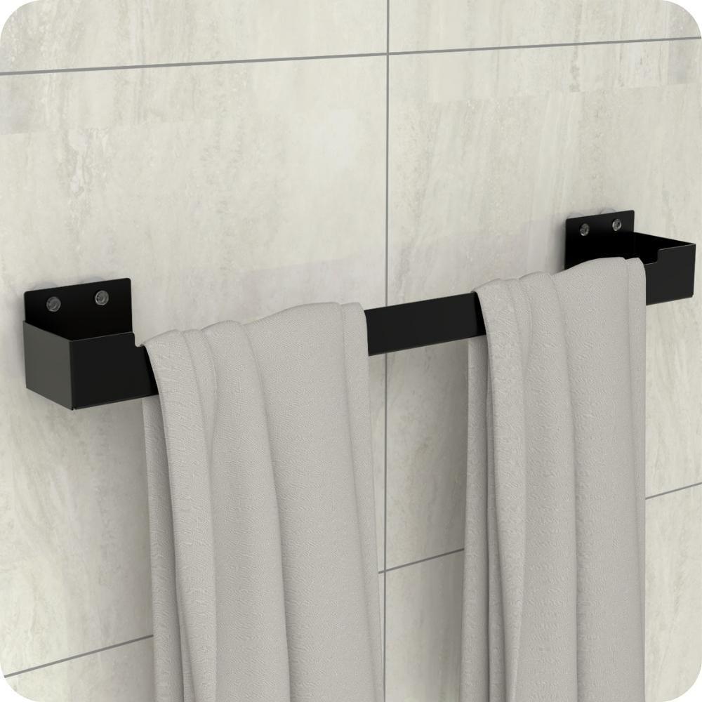 Porta Toalha Ventosa Banho Suporte Toalheiro Preto Elg - 2