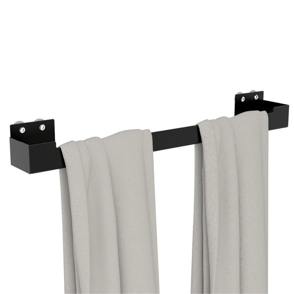 Porta Toalha Ventosa Banho Suporte Toalheiro Preto Elg - 5