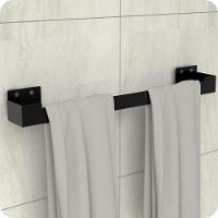 Porta Toalha Ventosa Banho Suporte Toalheiro Preto Elg - 2