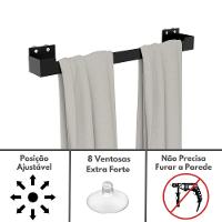 Porta Toalha Ventosa Banho Suporte Toalheiro Preto Elg - 10