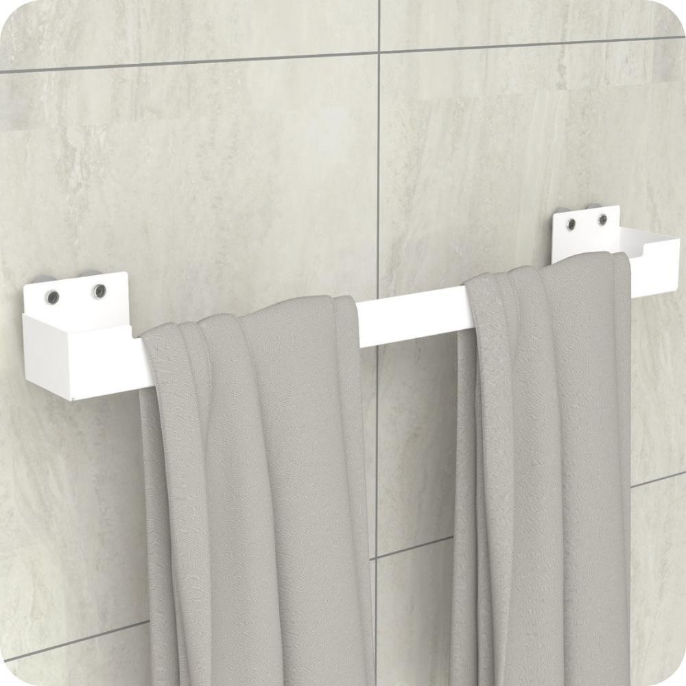 Porta Toalha Ventosa Banho Suporte Toalheiro Branco Elg - 1