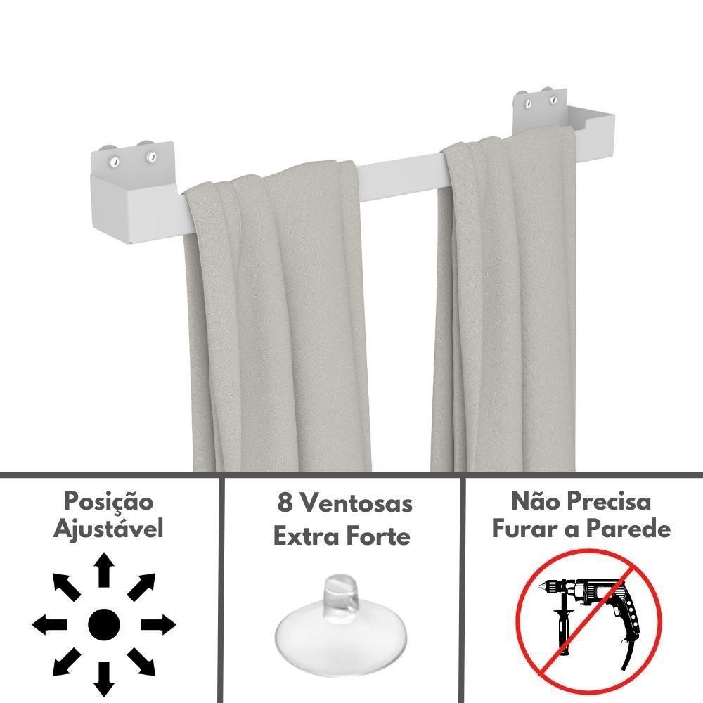 Porta Toalha Ventosa Banho Suporte Toalheiro Branco Elg - 7