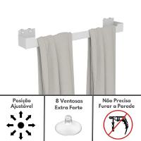 Porta Toalha Ventosa Banho Suporte Toalheiro Branco Elg - 7