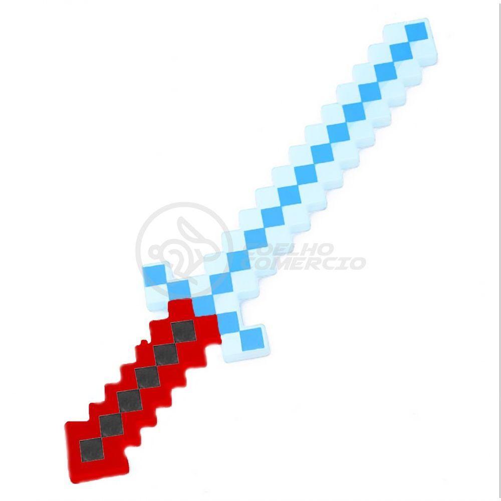Brinquedo Espada Pixel 58Cm Diamante Com Som E Luz À Pilha - Vermelho - 1