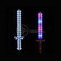 Brinquedo Espada Pixel 58Cm Diamante Com Som E Luz À Pilha - Vermelho - 14