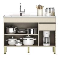 Armário De Cozinha E Balcão Com Pia 120cm Lina K02 Vanilla/freijó - Mpozenato - 3