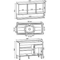 Armário De Cozinha E Balcão Com Pia 120cm Lina K02 Vanilla/freijó - Mpozenato - 6