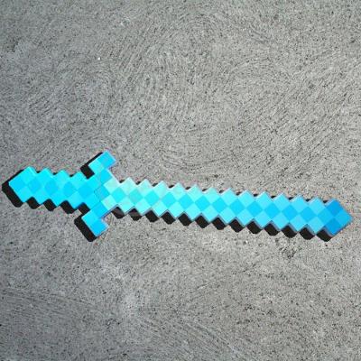 Brinquedo Espada Pixel Minecraft 58cm Diamante à Pilha Azul