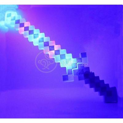 Kit Brinquedo Espada Pixel Minecraft 58cm C/Som Luz+3 Pilhas