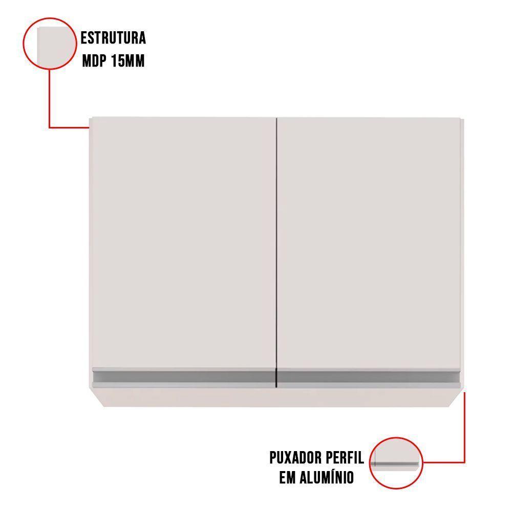 Kit Armário Aéreo Balcão Para Cooktop 02s Branco 80cm - 5