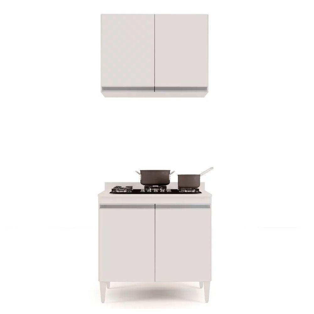 Kit Armário Aéreo Balcão Para Cooktop 02s Branco 80cm - 7