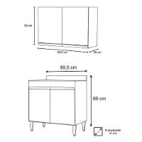 Kit Armário Aéreo Balcão Para Cooktop 02s Branco 80cm - 2