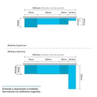 Armário De Cozinha Compacta 5 Peças Com Tampo Bancada E Espaço Para Forno Safira Luciane Móveis Nogueira Dourado C/ Branco Pet E Marmore - 3