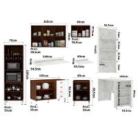 Armário De Cozinha Compacta 5 Peças Com Tampo Bancada E Espaço Para Forno Safira Luciane Móveis Nogueira Dourado C/ Branco Pet E Marmore