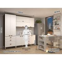 Armário De Cozinha Completa 5 Peças Com Tampo E Bancada Com Painel Safira Luciane Móveis Nogueira Dourado C/ Branco Pet E Marmore - 5