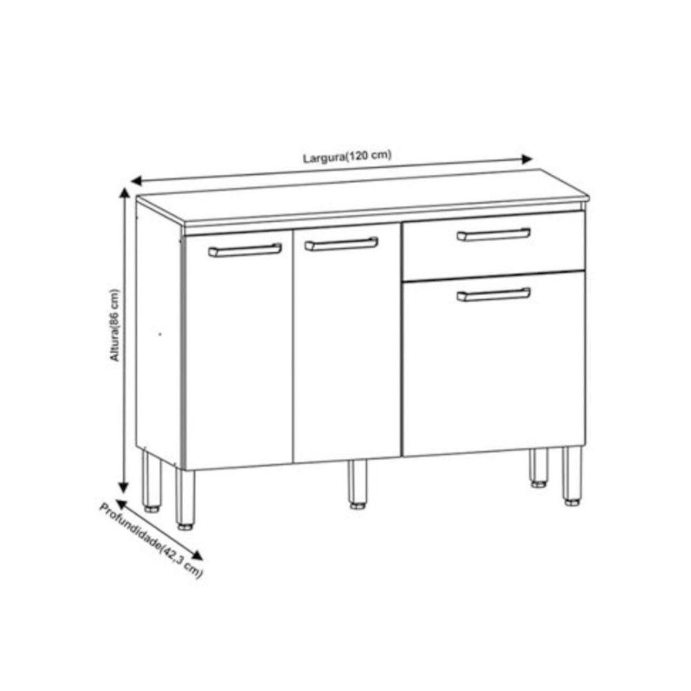 Cozinha Completa Com Balcão 12 Portas 1 Gaveta Off White - 3
