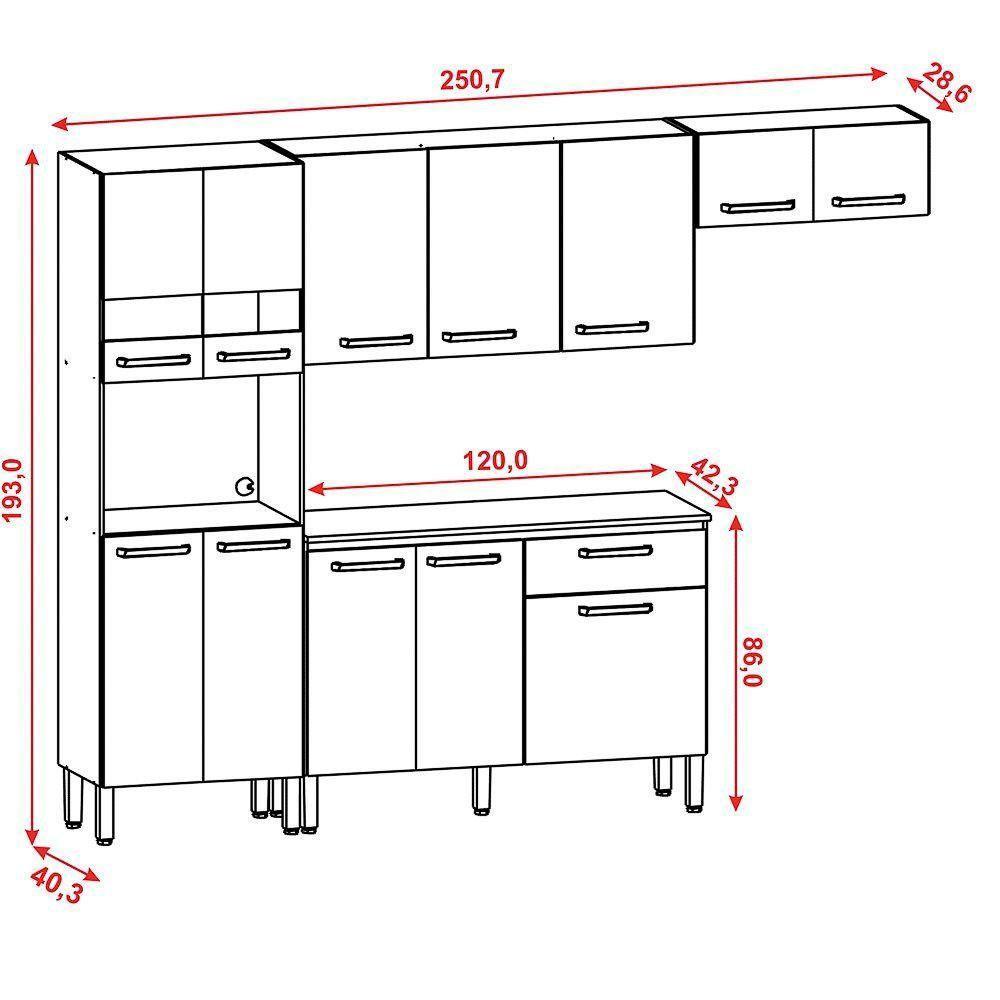Cozinha Completa Com Balcão 12 Portas 1 Gaveta Off White - 6