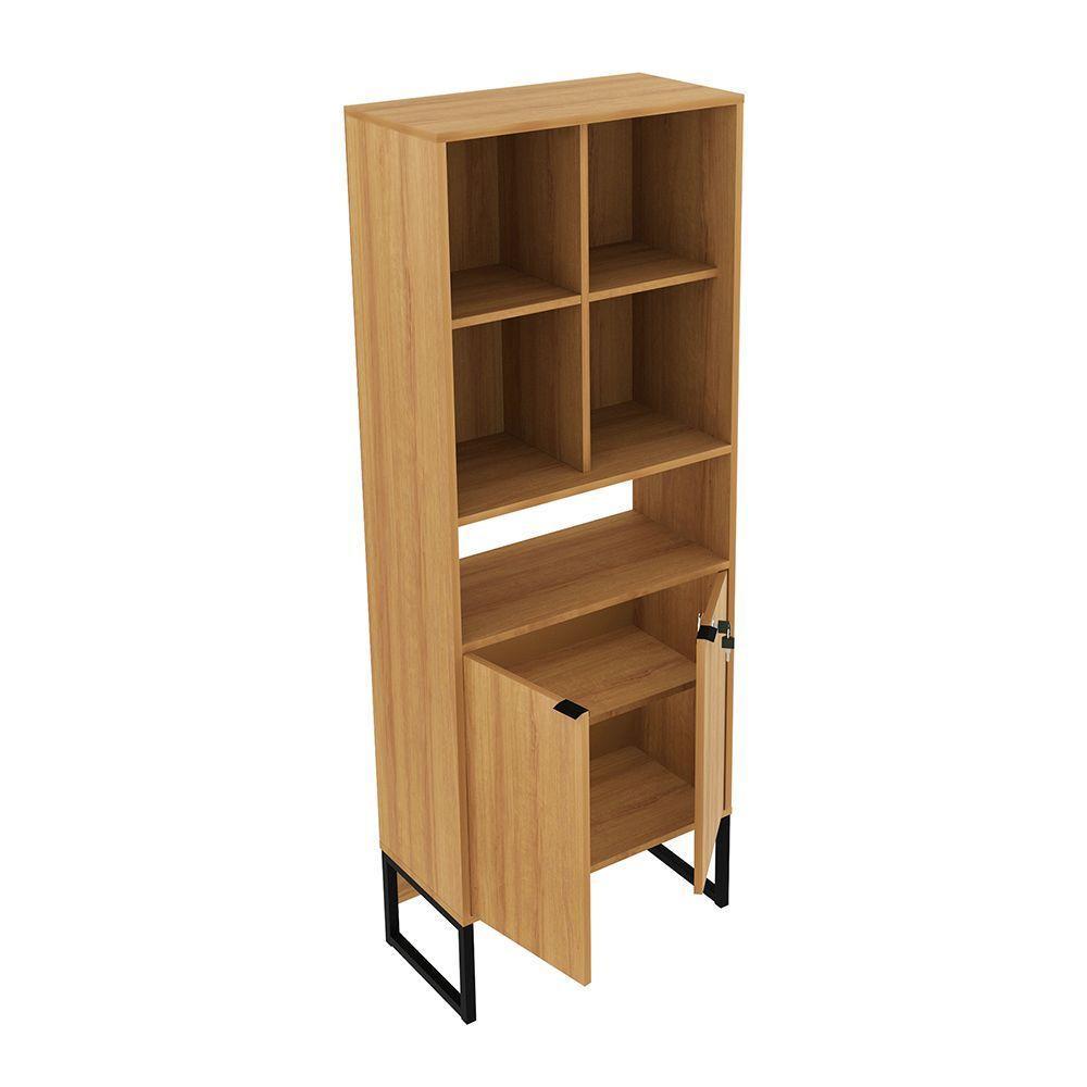 Armário Alto Com Chave Me4155 Mdp Amendoa preto - 3