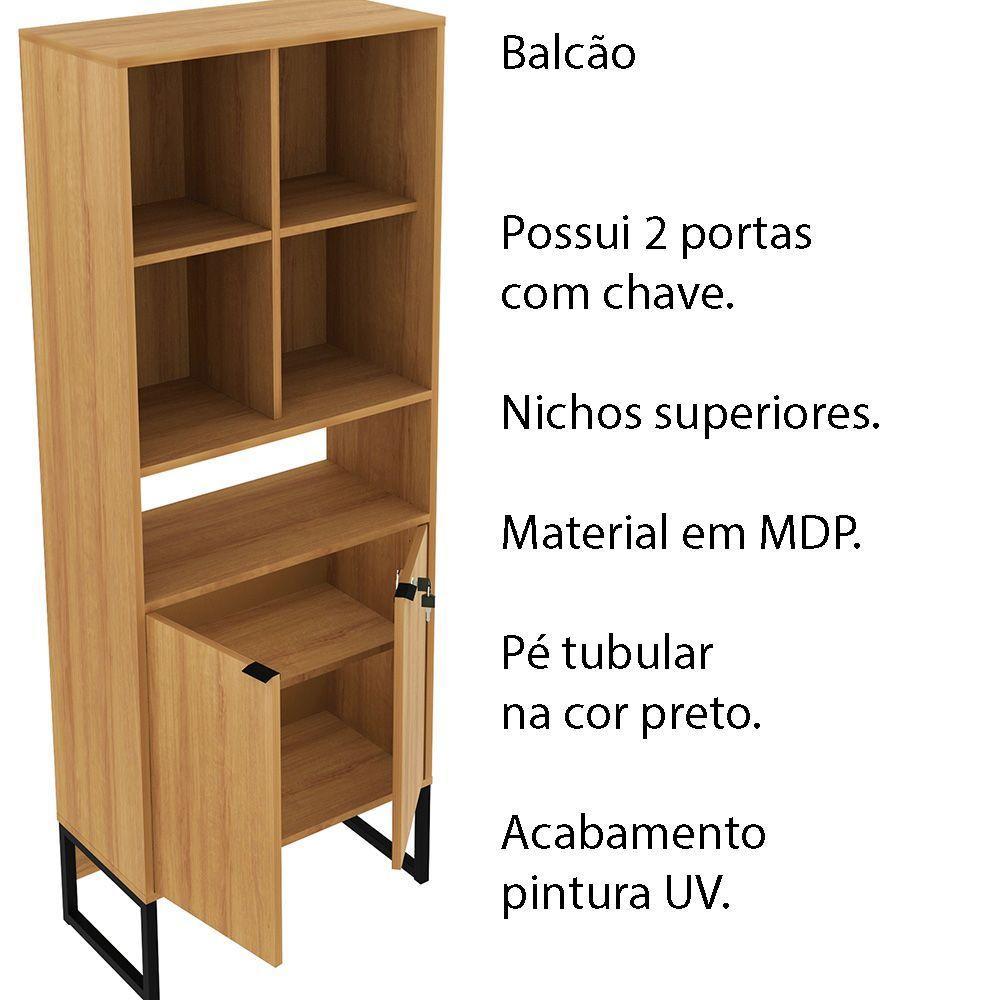 Armário Alto Com Chave Me4155 Mdp Amendoa preto - 5