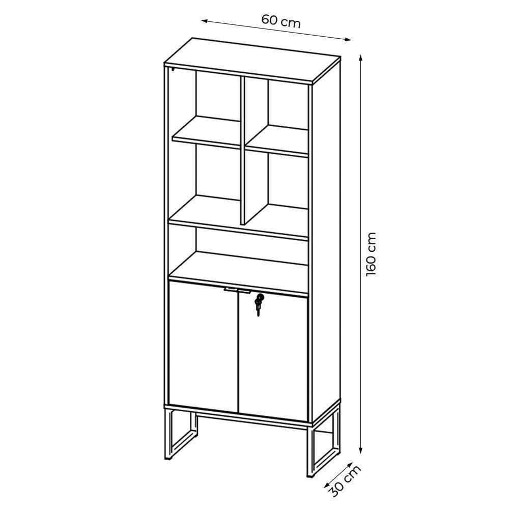 Armário Alto Com Chave Me4155 Mdp Amendoa preto - 6
