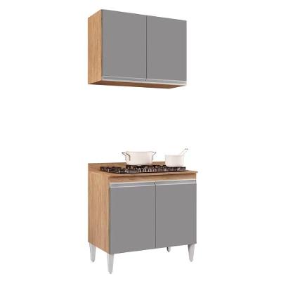 Kit Armário Aéreo Balcão Para Cooktop 02s 80cm Cinza