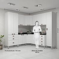 Armário De Cozinha Completa 8 Peças Com Tampos Cristal Luciane Móveis Branco Polar Com Branco Pet E Preto - 9