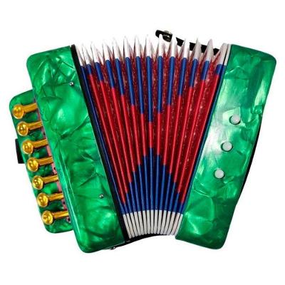 Mini Acordeon Sanfona Infantil 3 Baixos 7 Notas Musicais Verde