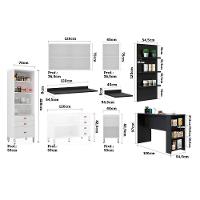 Armário De Cozinha Compacta 5 Peças Com Tampo E Bancada Com Painel Cristal Luciane Móveis Branco Polar Com Branco Pet E Preto