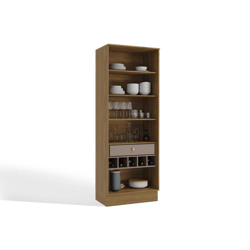 Módulo Cozinha Henn Americana Botanic M628 C- 2 Portas De Vidro E 1 Gaveta 50cm Nogueira-fendi - 4