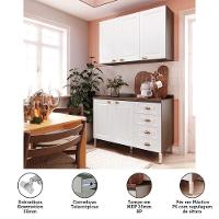 Armário De Cozinha Compacta 2 Peças Com Tampo Safira Luciane Móveis Nogueira Dourado Com Branco Pet - 2