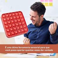 Pop It Quadrado Fidget Toy Silicone Anti Stress Vermelho Nº1