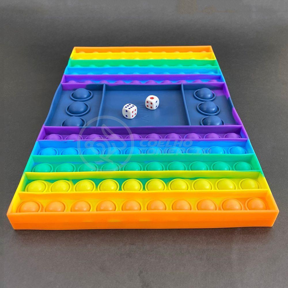 Tabuleiro Big Pop It Jogo Fidget Toy Anti Stress Arco Íris. - 1