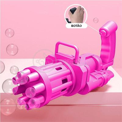Máquina Elétrica Brinquedo Lança Bolhas Sabão Rosa