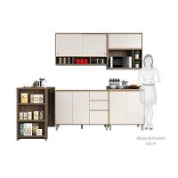 Armário De Cozinha Completa Modulada 7 Peças Sem Tampo De 120 Mel Vanilla Com Pérola Off - 9