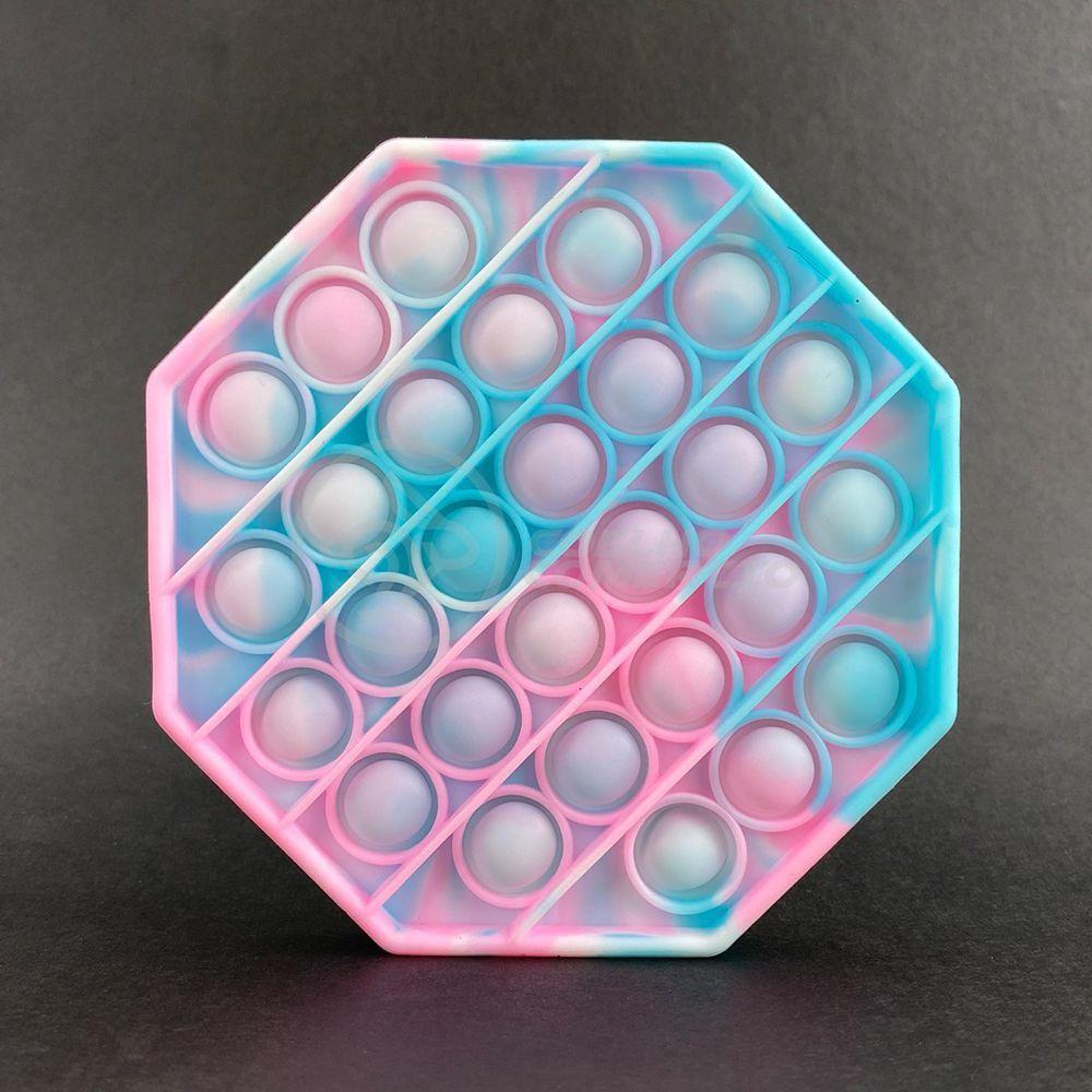 Pop It Tie Dye Octogonal Anti Stress Azul E Rosa - 1