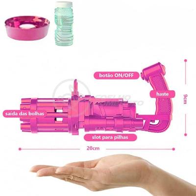 Máquina Elétrica Brinquedo Lança Bolhas Sabão Rosa