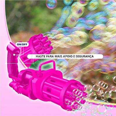 Máquina Elétrica Brinquedo Lança Bolhas Sabão Rosa